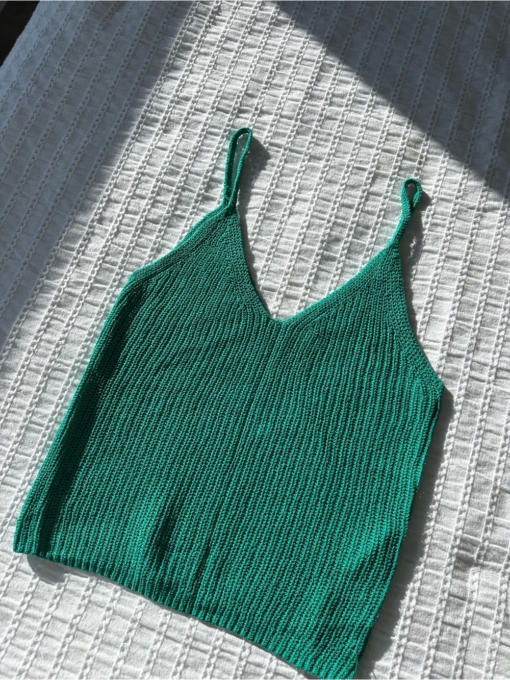 Green V-Neck Knit Cami Top